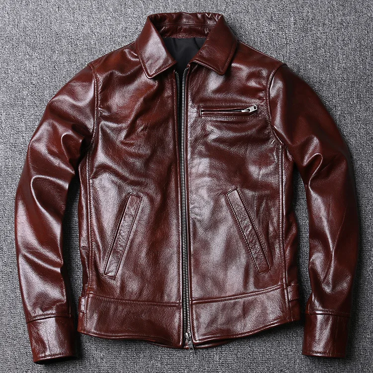 PDEP plus size 4XL Lapel collar mens clothing zip up mens genuine leather coats and jackets wind breaker jacket for men