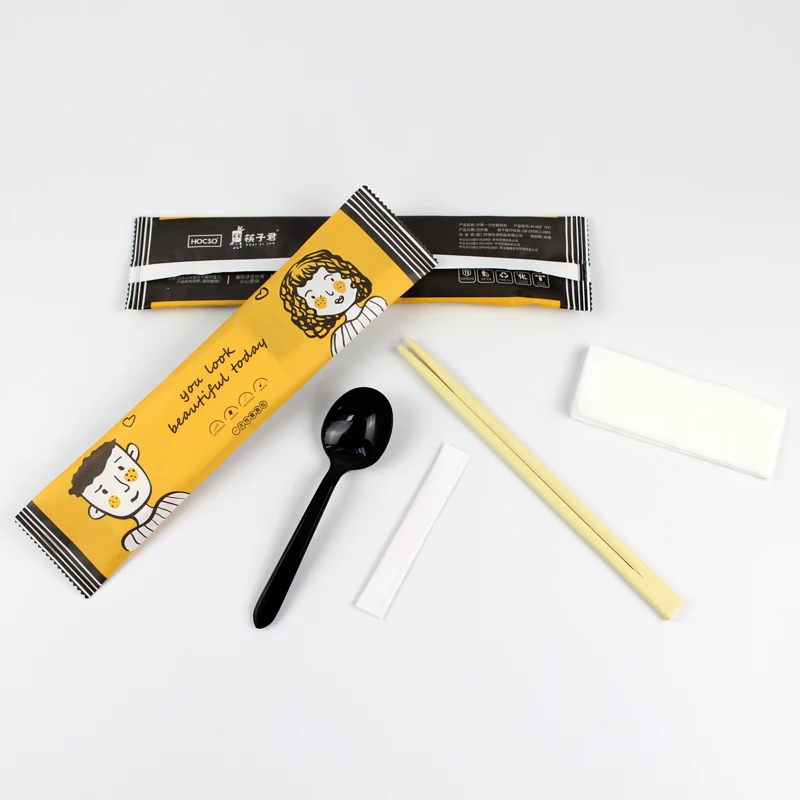 
Individual wrapped Cutlery Disposable Chopsticks Spoons set Customized 
