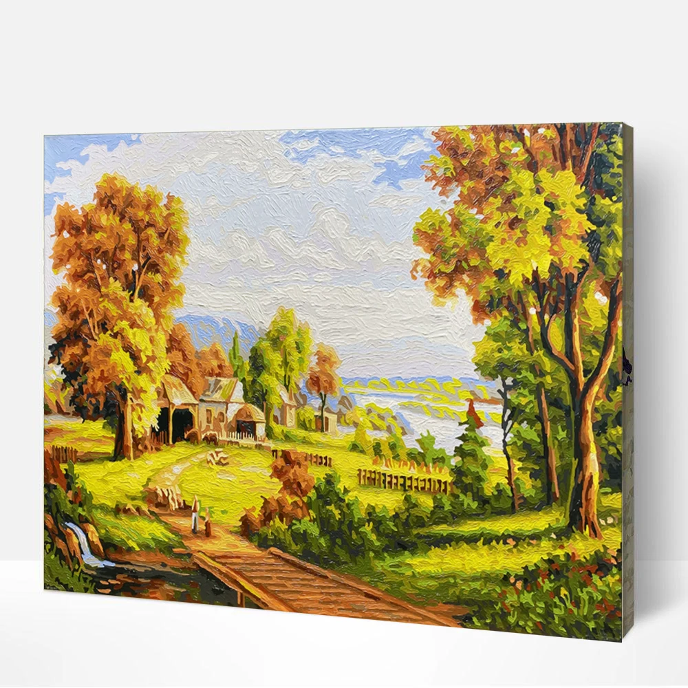 Pastoral Scenery DIY Painting By Numbers Handpainted Canvas Painting Wall Decorative Art Custom photo 40*50CM