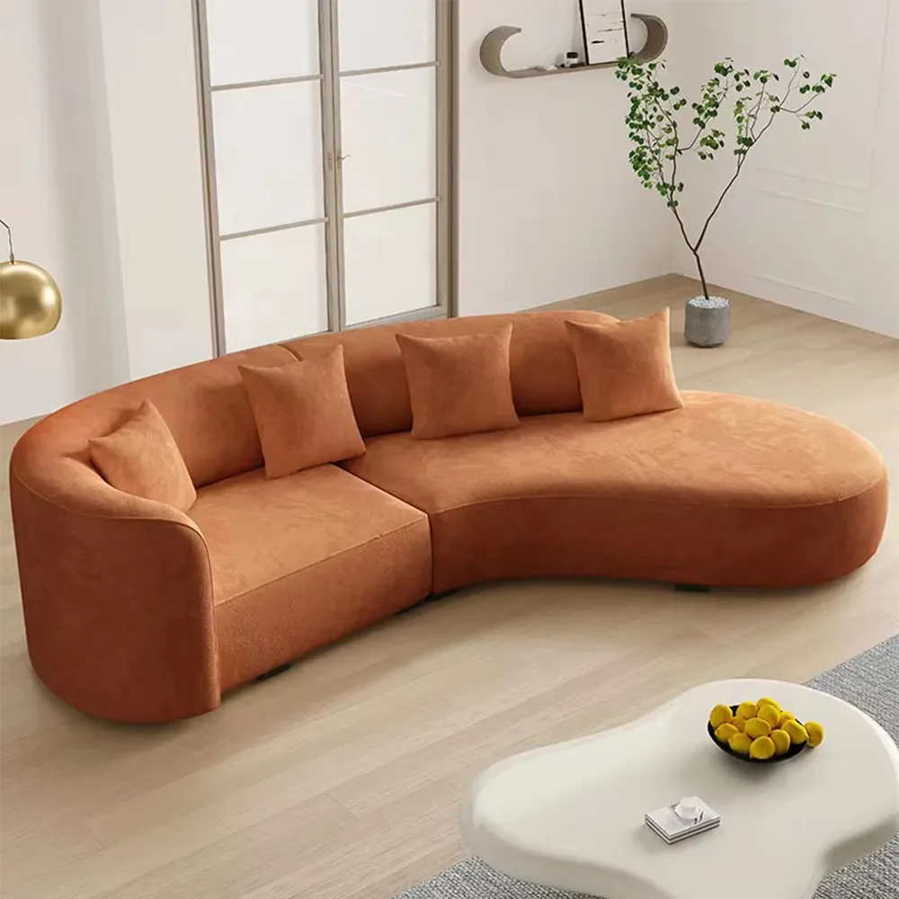 Italian cloud velvet sofa set shaped curved light luxury  modern corner sofa bed