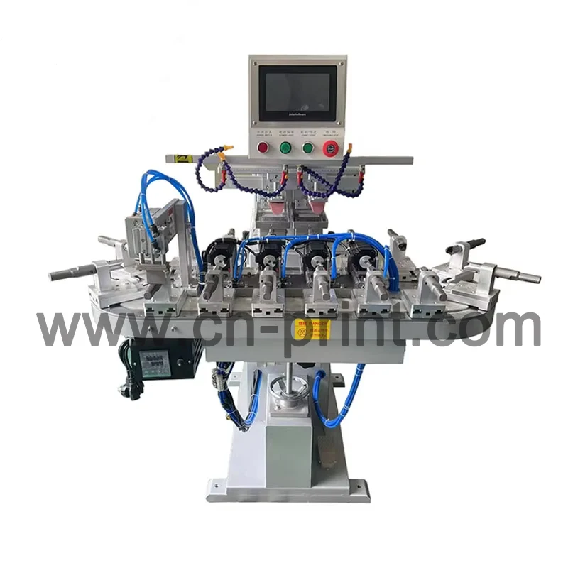 China Suppliers 4colors Pen Lighter Bottles Caps Auto Pad Printing Machine Tampo Printing Machine with conveyor