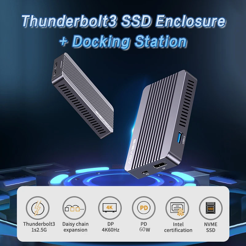 ACASIS USB4.0 40 Гбит/с NVME M.2 алюминиевый корпус SSD 2 ТБ и 5 в 1 док-станции для ноутбука