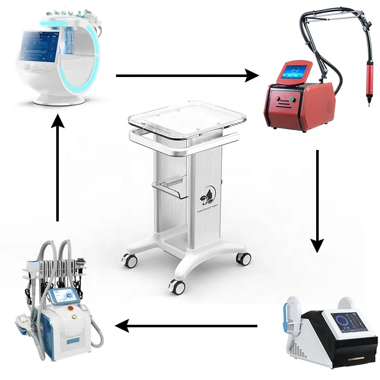 2 Drawers Dental clinic ultrasound scanner trolley Stand Beauty Instrument Trolly Tray ultrasound trolley cart With 4 Wheel