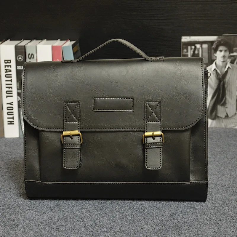 Free Sample Men Leather Messenger Bag Briefcase Laptop Bag Computer Shoulder Satchel Bag 15.6 Inch 17.3 Inch Wholesale Custom