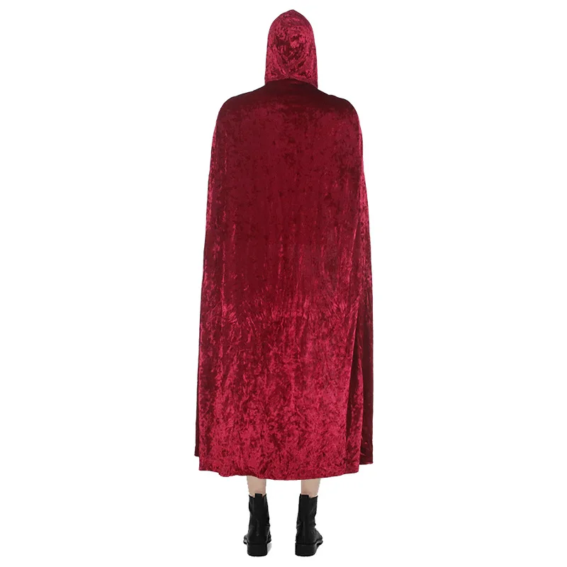 Regal Red Queen Magic Cape Halloween Ball Cospaly Witch Vampire Halloween Costumes for Adults Women Men Family 1 Piece Tops