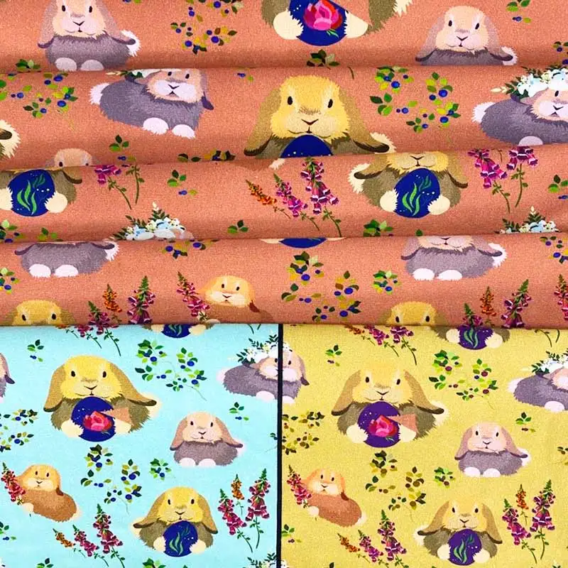 
No MOQ custom cartoon cotton printed digital printing cotton lycra fabric for childerns T-shirts and cloth 