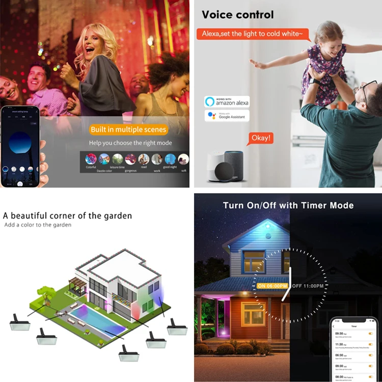 Sigmesh Smart Control RGB CCT Adjustable Dimmable Flood Light Garden Decoration Tuya sigmesh outdoor smart flood light