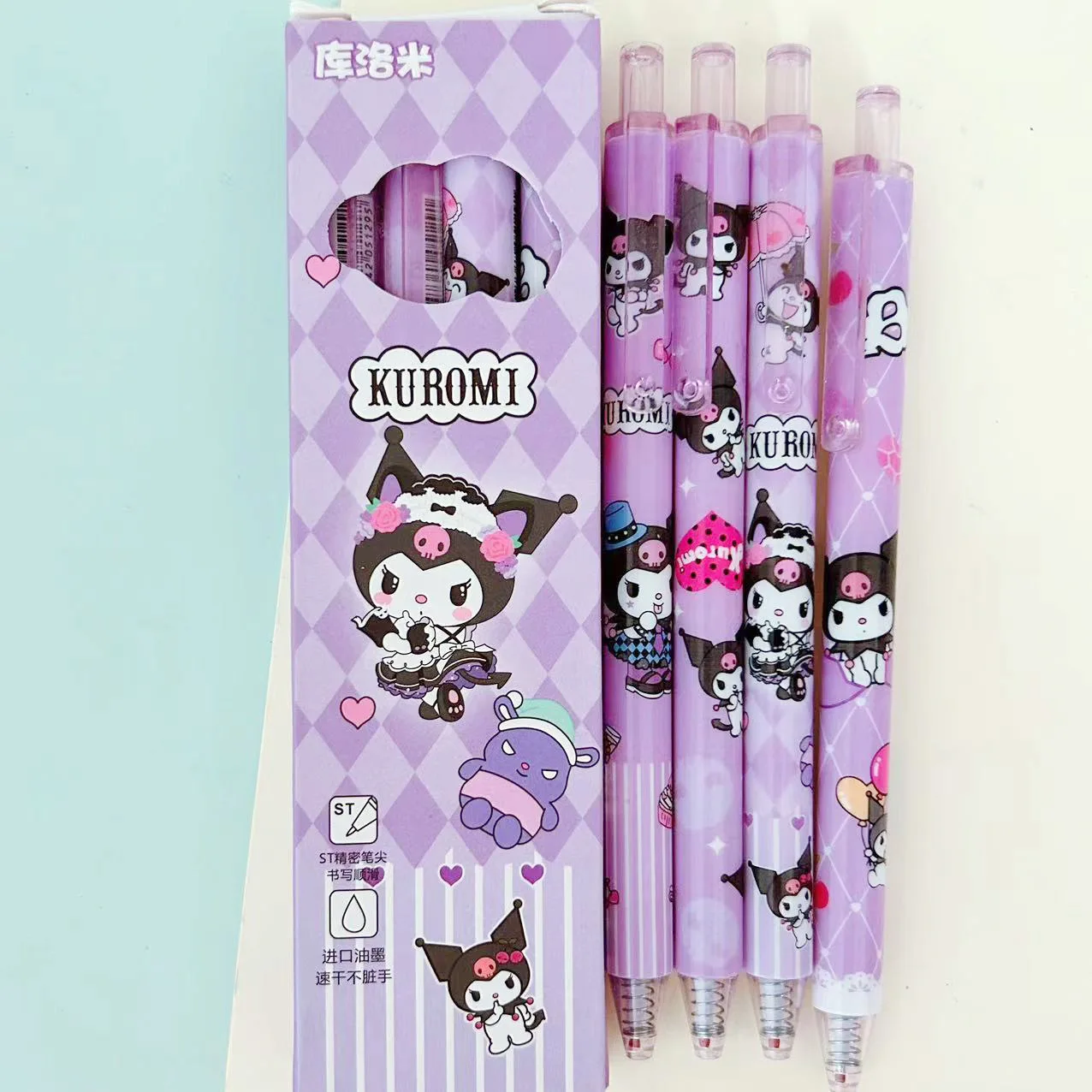 4pcs Sanrioed Pen Anime Kawaii Stationery Student Supplies Kuromi School Office Accessories Cute Pens Practical Gift