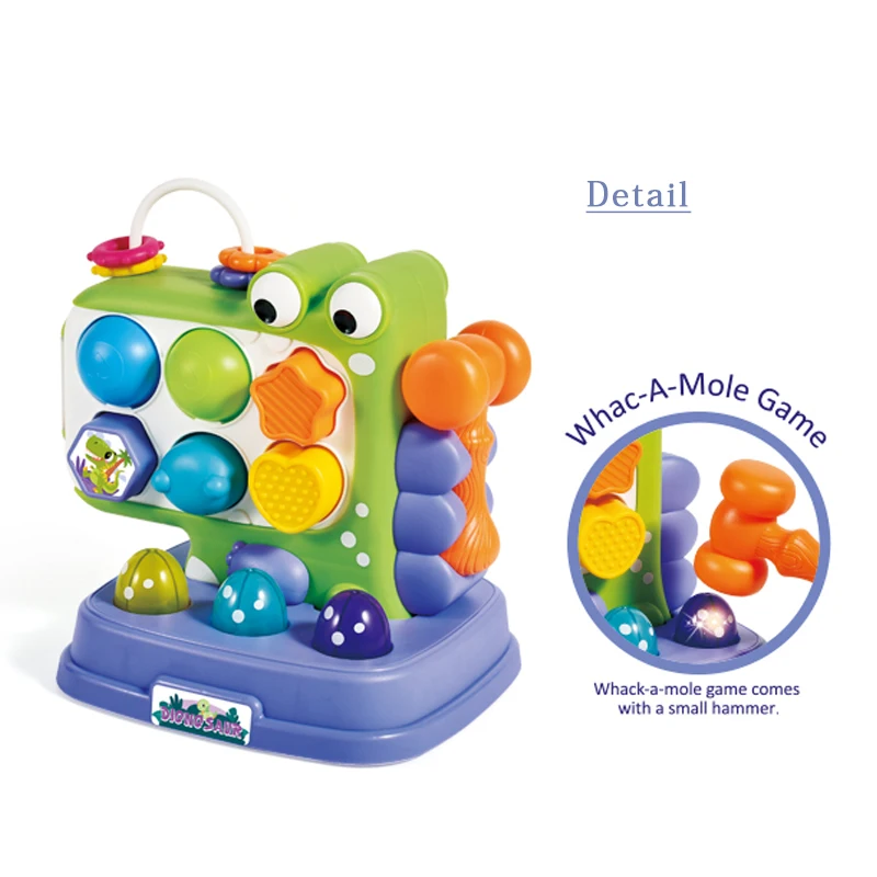 Multifunctional game console educational cute dinosaur toy whack a mole with light & music educational toys for kids