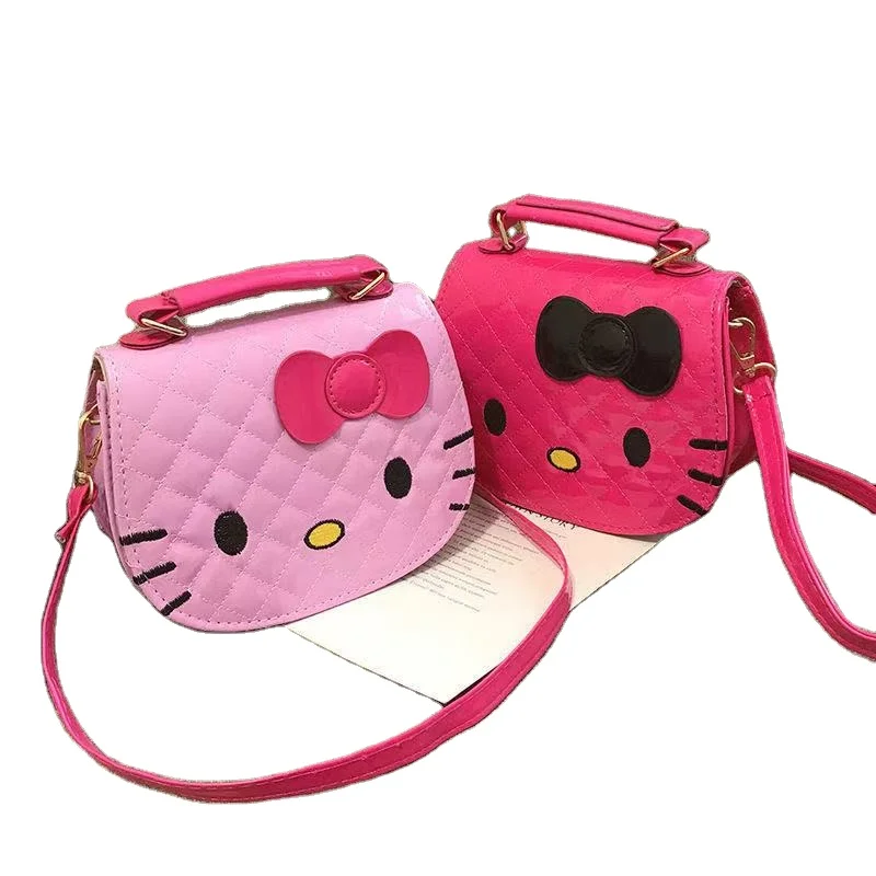 Botu Best Sell Girls Pu Leather Shoulder Bags Cute Hello Kt Cat Flip Cover Cartoon Messenger Bag Embroidery Girls Handbag