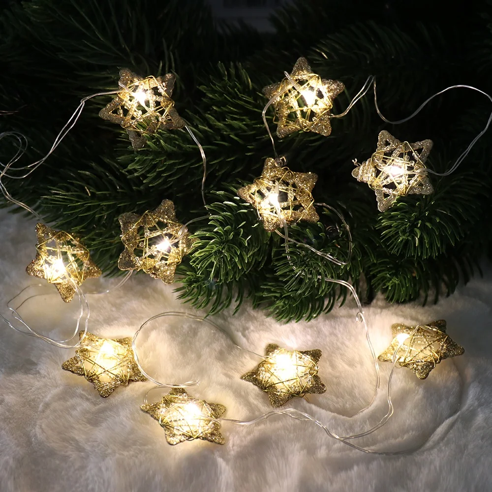
LED Star String Lights Christmas Fairy Lights Battery Operated Waterproof hanging light 