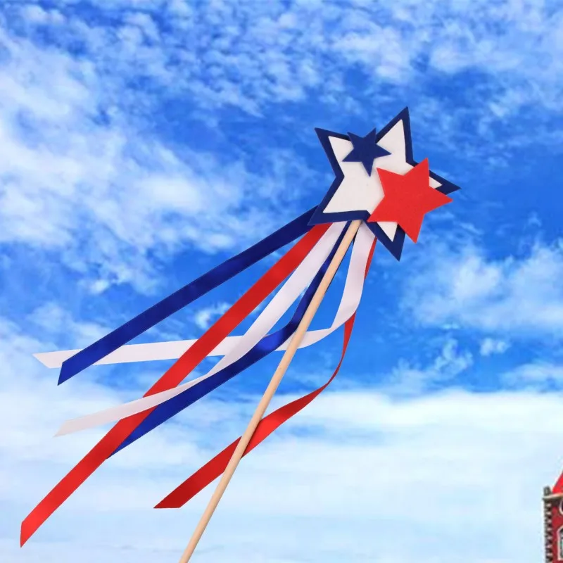 2024 4th of July Star Wands Felt Princess Kids July 4th Toy Children Girls Fairy Party Props Magic Sticks Felt Star Wand