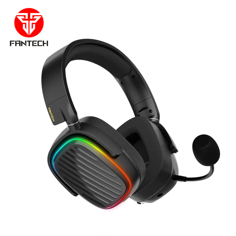 FANTECH WHG02 Gray USB Interface RGB Light with Mic Light Control Button Professional Gaming Headphones