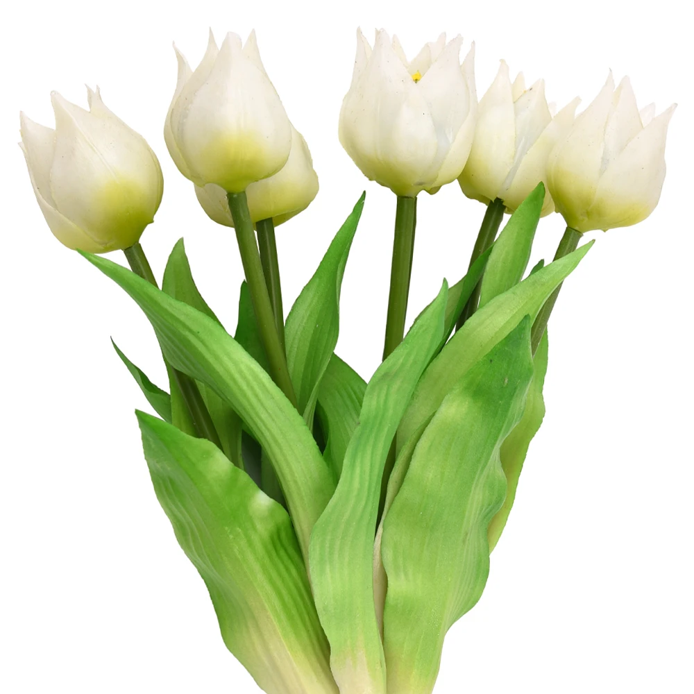 custom tip flowers heads shape real touch latex yellow white silk tulip flowers bouquet decor