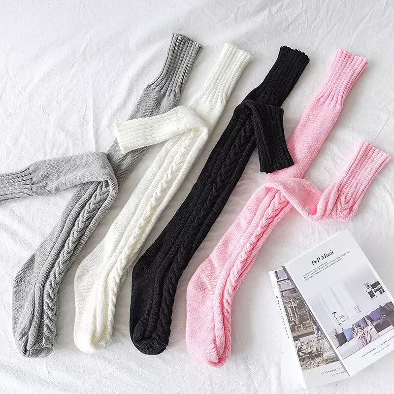 2024 Winter Thick Loose Knee High Solid Winter Warm Stocking Women Custom Soft Long Leg Warmer Socks