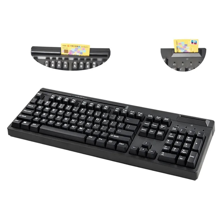 Factory Price Keyboard Membrane Magnetic Stripe Reader Chip Card 104 Keys Keyboard with Smart Card Reader