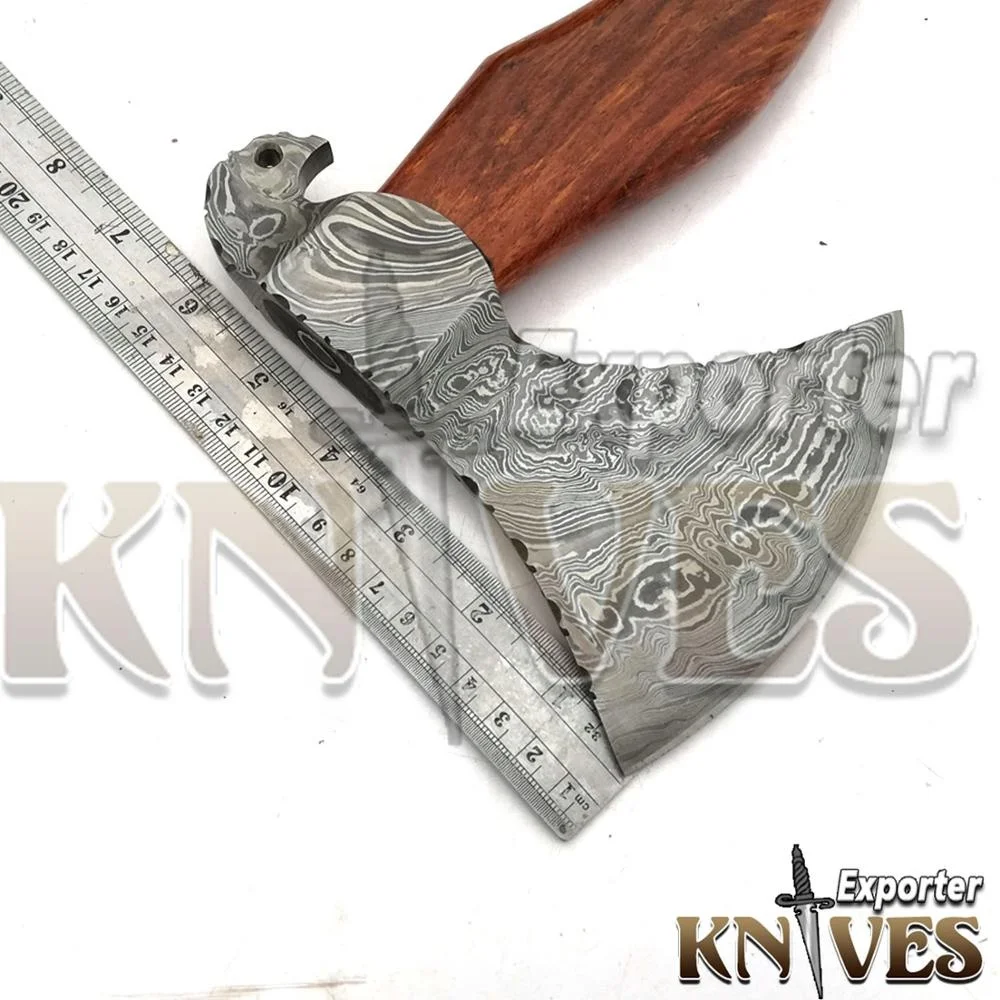 Blacksmith Custom Handmade Damascus Steel Axe / Hatchet Rose Wood