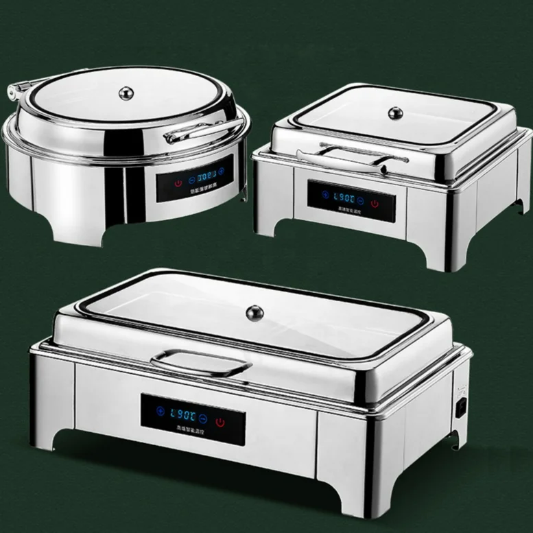 Round Electrical Heating Square Chafing Dishes Buffet Rectangle Food Warmer For Restaurant