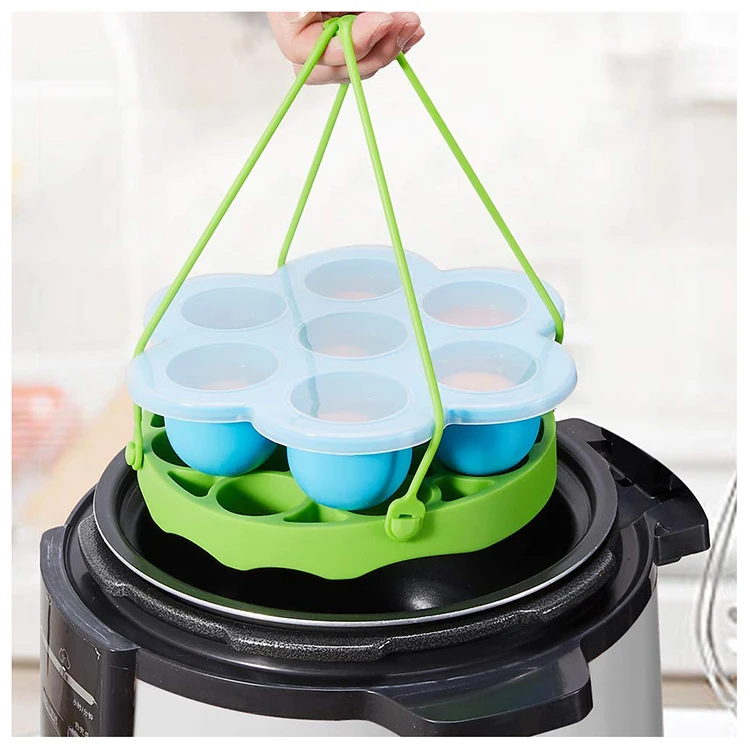 Portable reusable silicone egg holding rack steamer for boiled eggs
