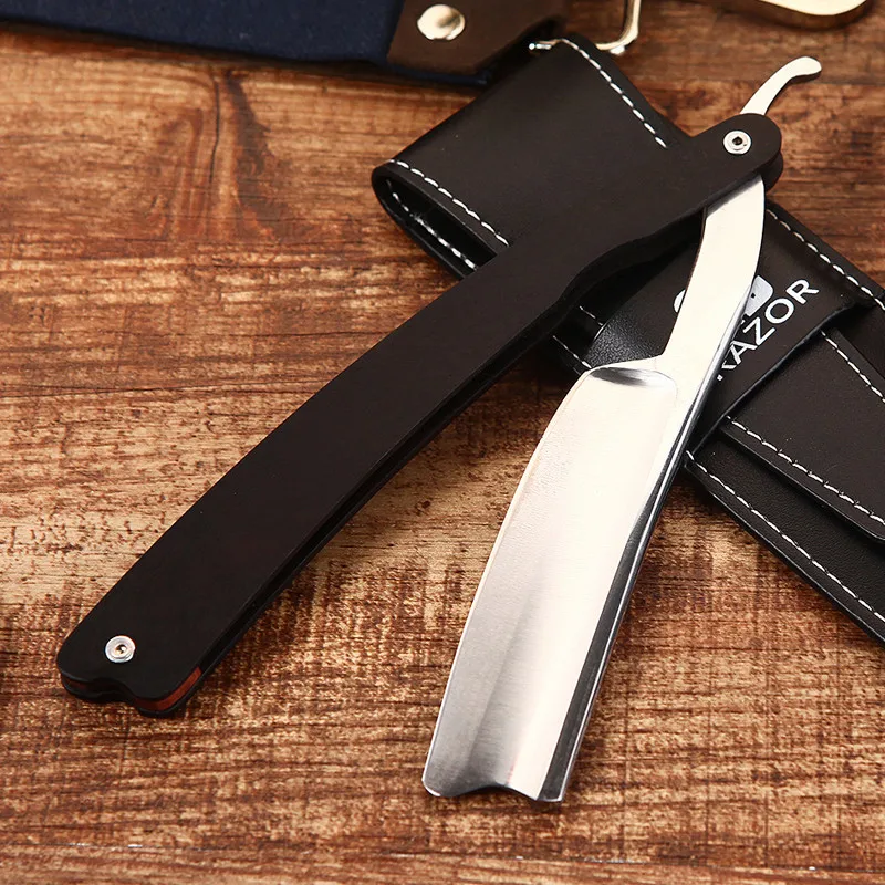 Gold Dollar Razor Suit Cut Shaving Throat Carbon Steel Barber Sharpen Shave Wooden Handle Safty Shaver Straight Razor For Man