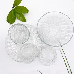 facGood quality and low pricetableware  Diamond glass bowl 6-piece plate set   Glass salad bowl and plate combination Negotiable