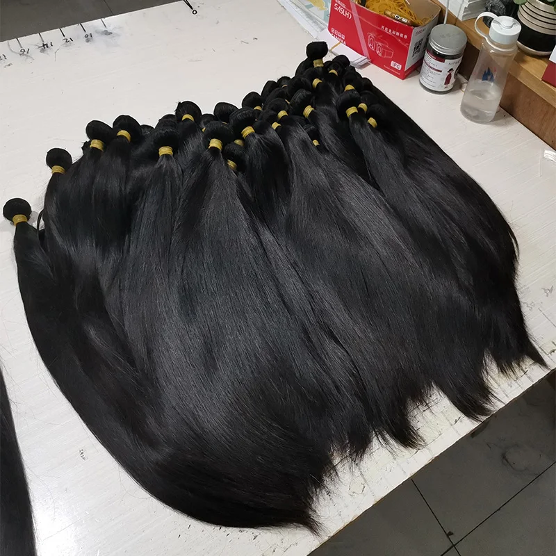 10A Mink Virgin Brazilian Hair Weave Bundle Cuticle Aligned Bulk Vendors Free Sample Blue Band Human Hair Bundles with Closure