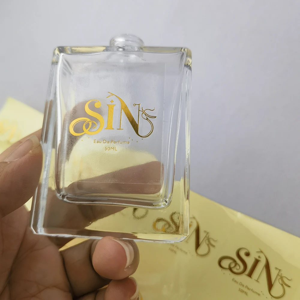 Custom Luxury Printing Glossy Sticker on Perfume Bottle Gold Foil LOGO Cosmetic Bottle Label