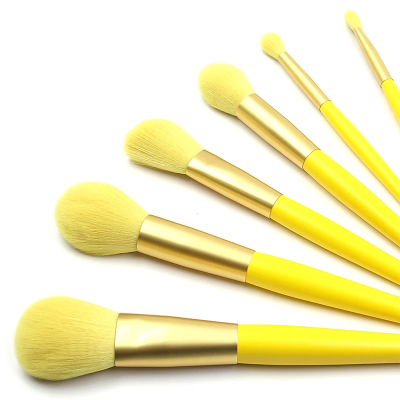 Beautydom Vegan Makeup Brush Sets 6PCS Private Label Custom LOGO Yellow Synthetic Hair Makeup Brush