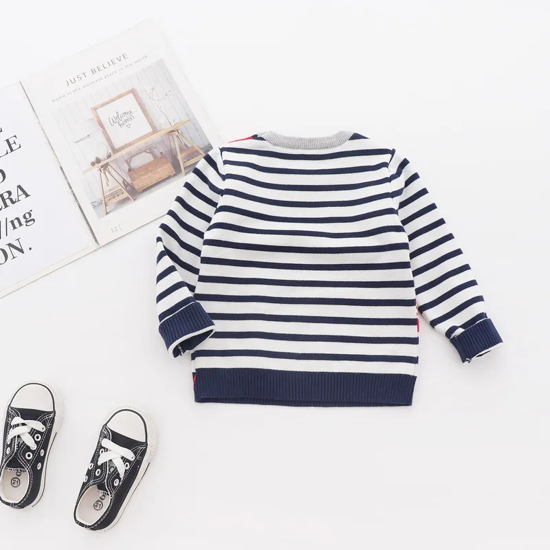 
2019 Autumn New Kids Clothes Baby Boy Boutique Striped Cartoon Long Sleeve Sweater 