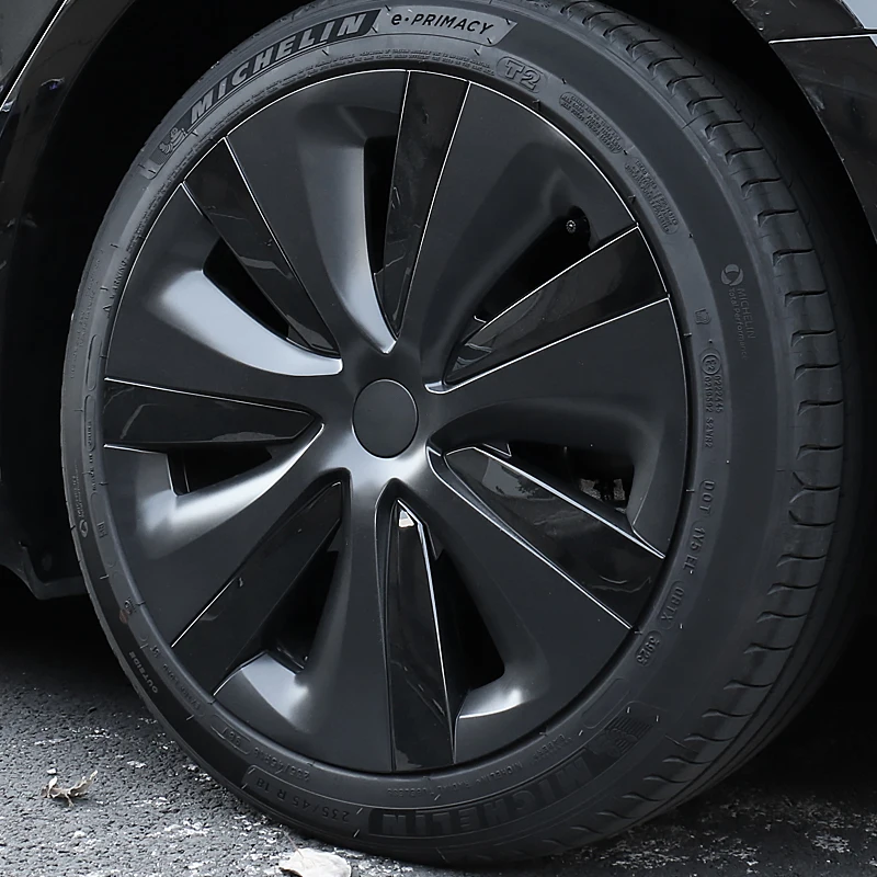 Fits 2023 Tesla Model 3 Highland Wheel Cover Hubcap 18 Inch Matte Black Symmetry Design (4 PCS)  For Model 3 Aero Wheel Cover