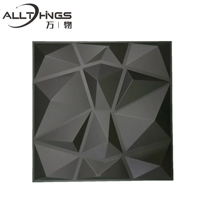 Matt Black Diamond Shape Modern 3D PVC Wall Panel/Sticker Interior Waterproof wallpaper for Living Room Bedroom