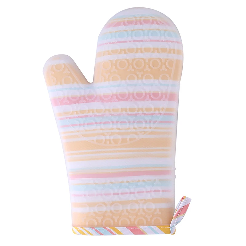 Long Microwave Oven Gloves Color Striped Whale Baking Silicone Gloves