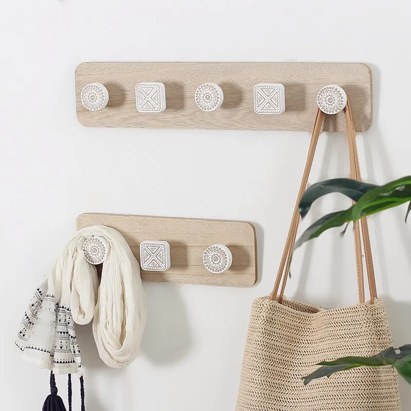 
Coat Hook Natural Wooden Wall Hanger Hook Hat Clothes Bag Rack Storage Shelf Key Holder Organizer Hook for Hanging 