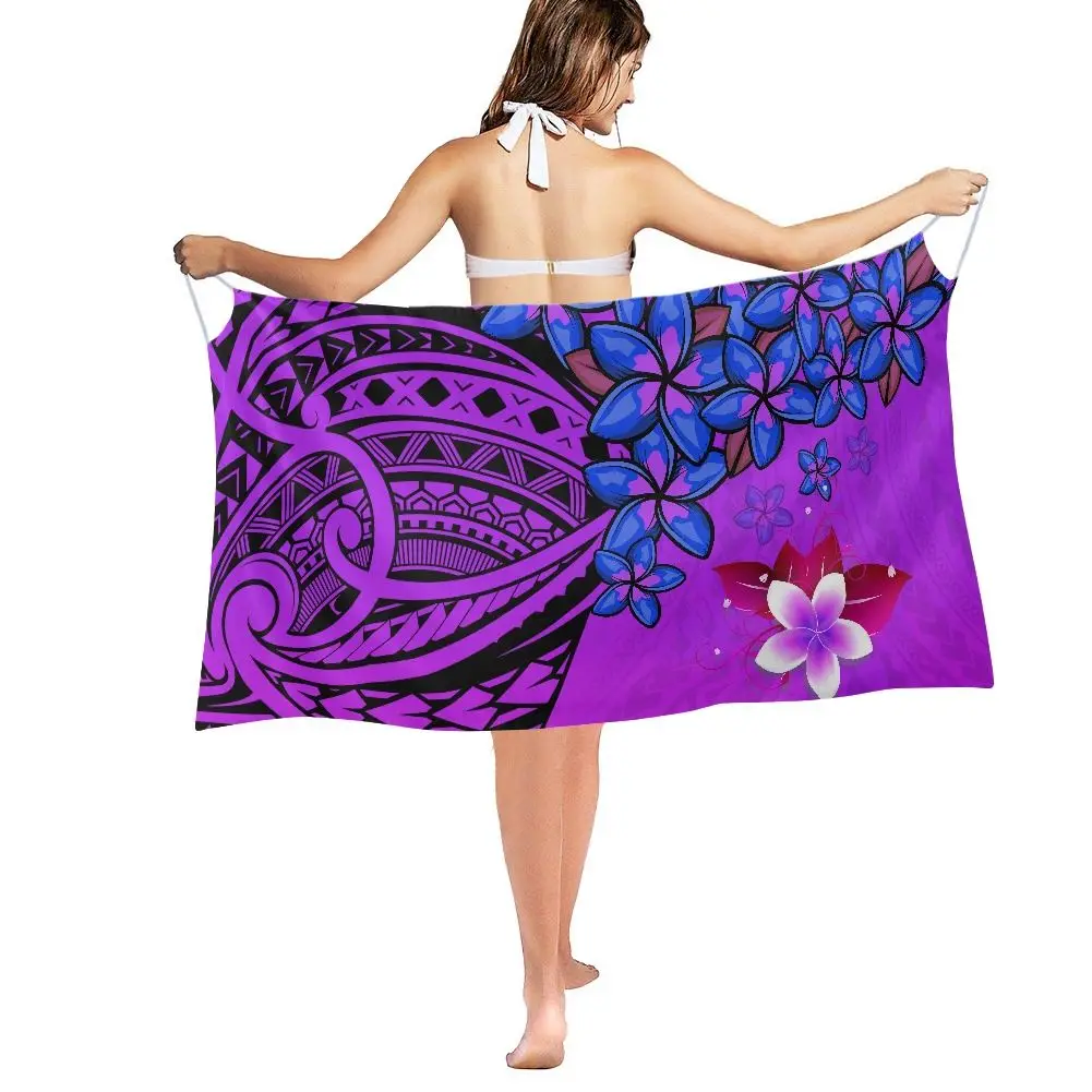 Tribal Hawaiian Plumeria Sarongs Beachwear Pareo Floral Printed Women Beach Bikini Wraps Sheer Cover Ups Skirt for Swimwear