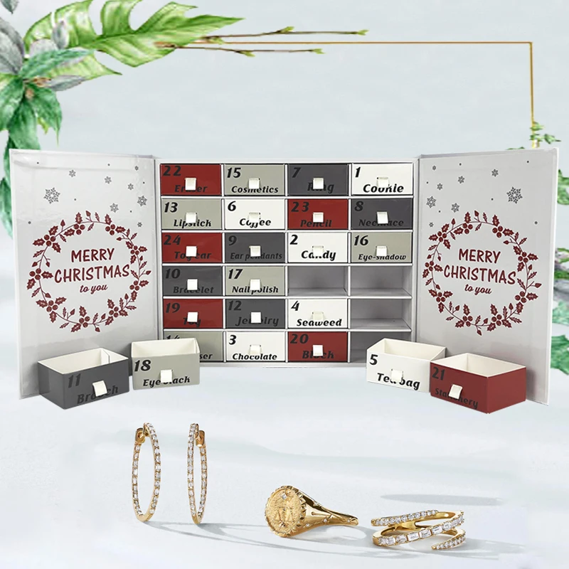 Christmas Gift Packaging Luxury Advent Calendar Cardboard Box Jewelry Advent Calendar Christmas 24 Days Women Advent Calendar