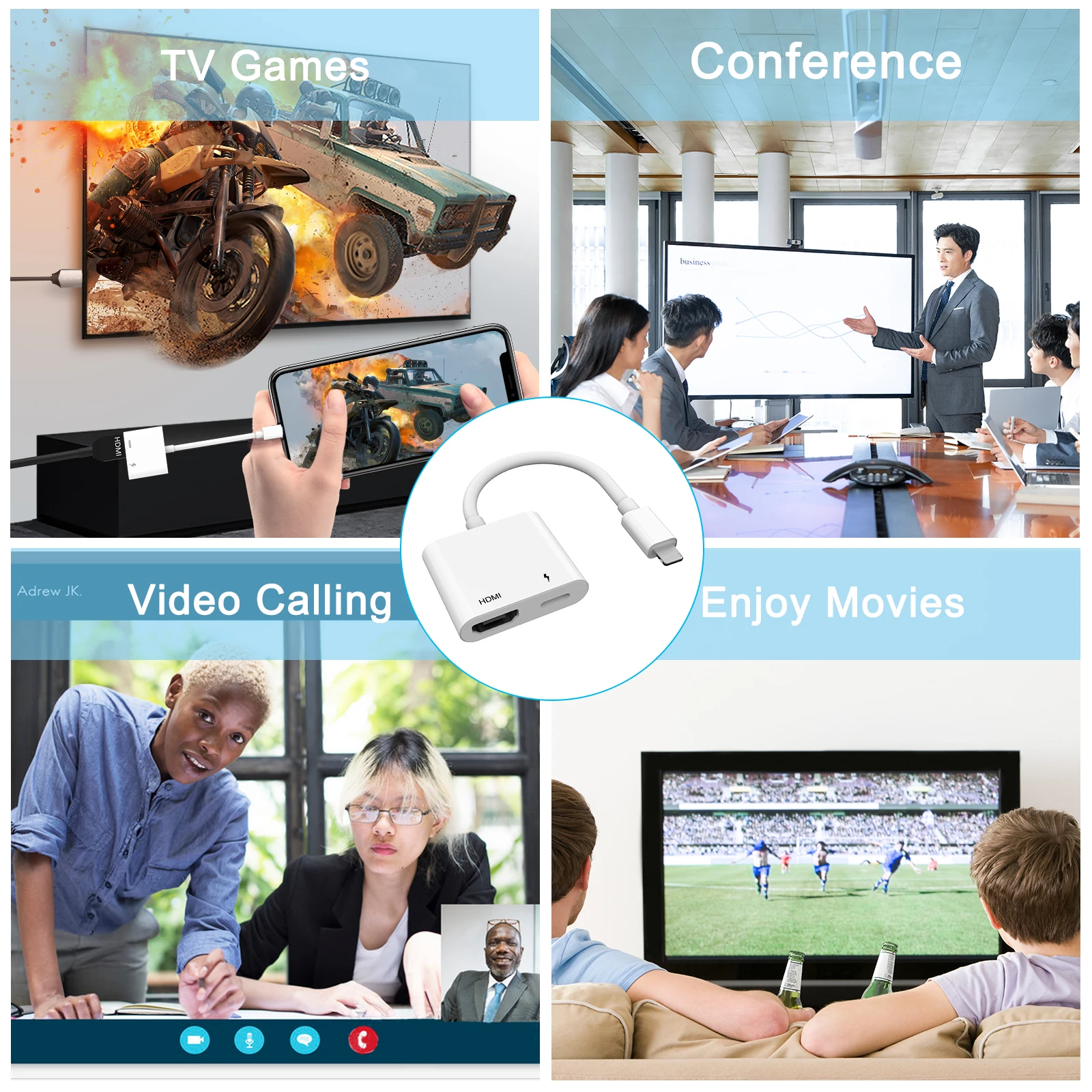 Lighting to HDMI-compatible 4K Connector Video Digital AV Cable Adapter For iPhone iPad TV Adapter