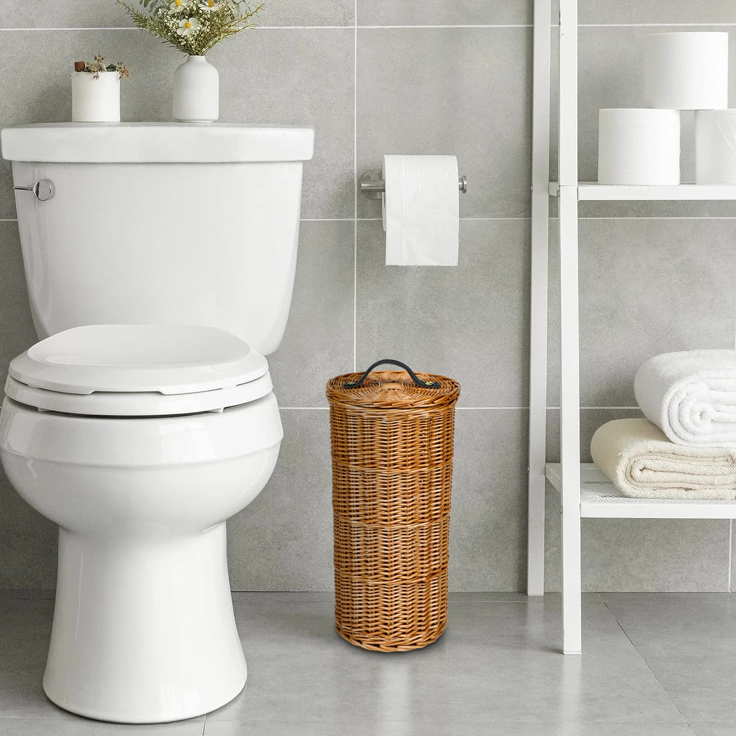 GL Home Decoration Wholesale Natural Wicker Woven Basket Bathroom Storage Laundry Basket