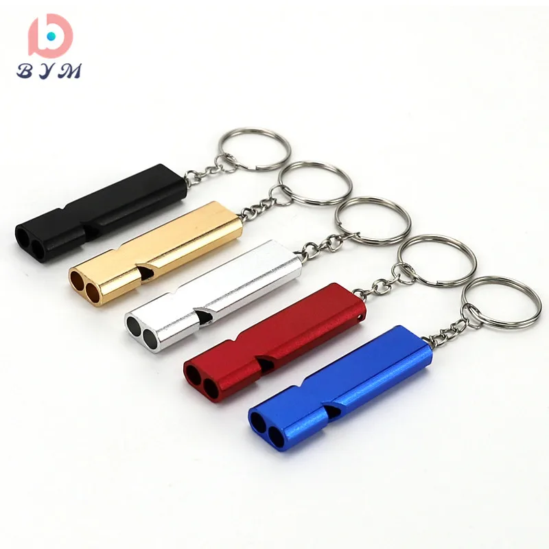 Referee whistle double tube high frequency custom logo print EDC dog SOS keychain whistle