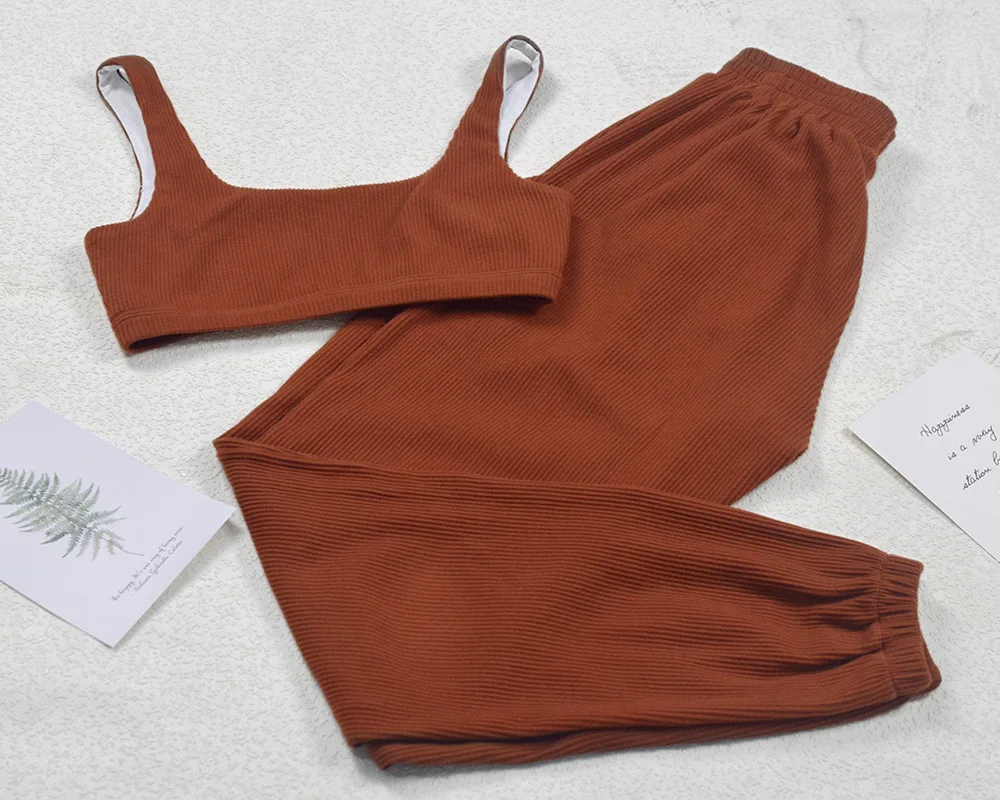 
Crop Top Cotton 2 Piece Joggers Set Women 