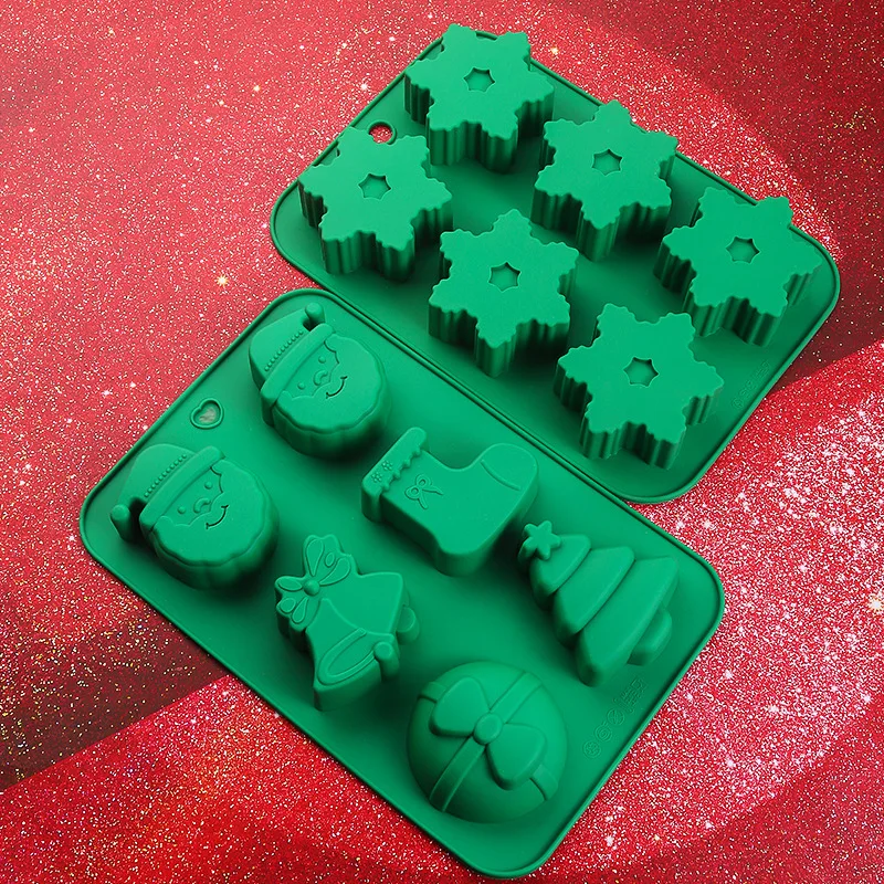 Silicone Christmas Decorating Baking Tray Different Shape Halloween Candy Mold Muffin Model Cake Pan for Dessert Packaged in Bag