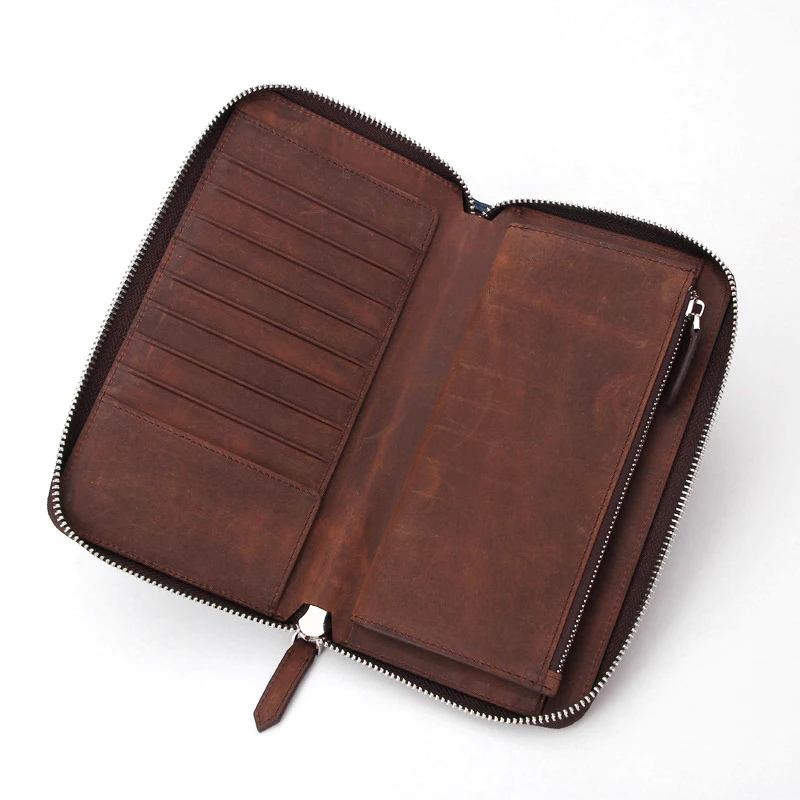  2021 Brand Card Holder Custom Logo Crazy Horse Leather Wallets with