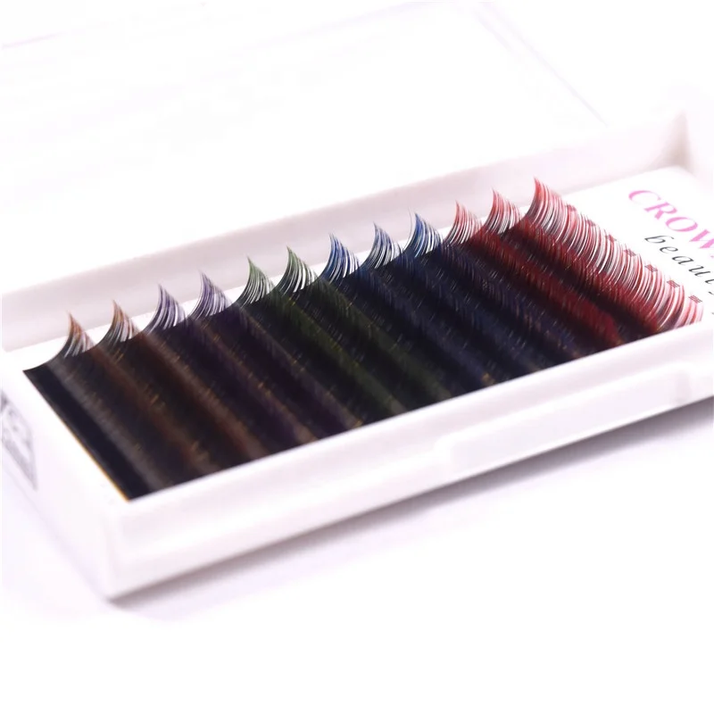 Ombre Color Bundle Eyelash Extensions False Silk Mink Eyelashes private label  Handmade Wholesale