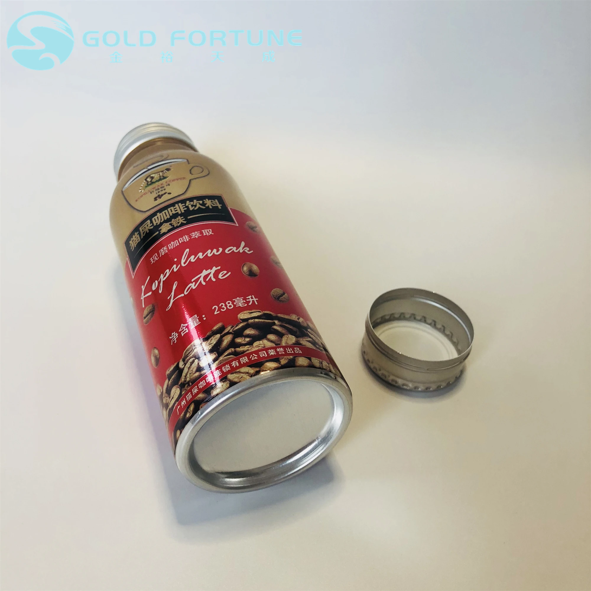 Gold Fortune 250 mL Round New Aluminum Soft Drink Cans With Screw Lid for Soft Drink