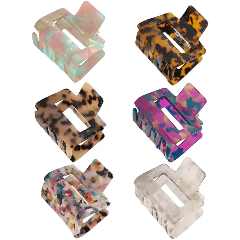 5CM Square acetic acid plate gripper Fashion simple hairpin Large Size Strange Hand Clip Flower Hair Clip