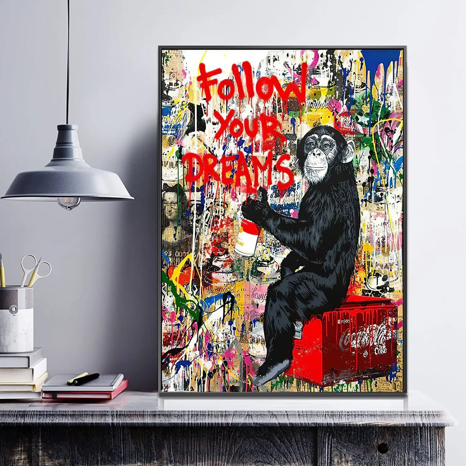 JZ   Home Decor Street Wall Art Monkey Poster Print Pop Art Painting Graffiti Art Canvas