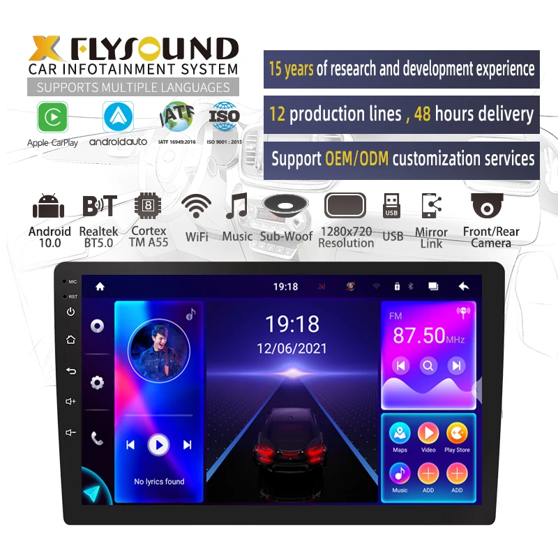 Flysonic QLED 2din Android10 4G Internet All netcom Autoradio Universal Built-in HD Multimedia Car Autoradio For Toyota