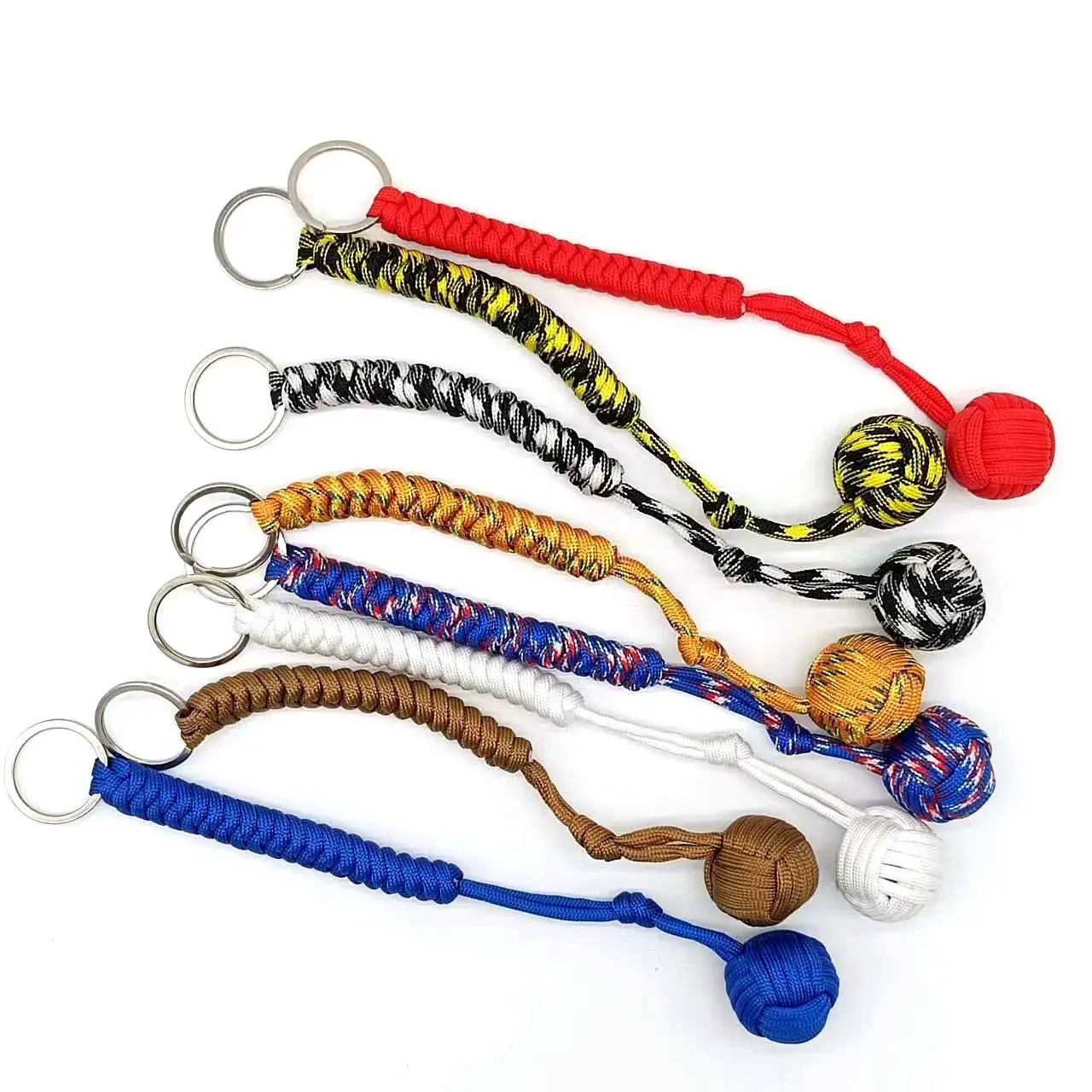 Outdoor paracord braided key ball Outdoor self-defense tool steel ball seven-core paracord key ring self-defense ball