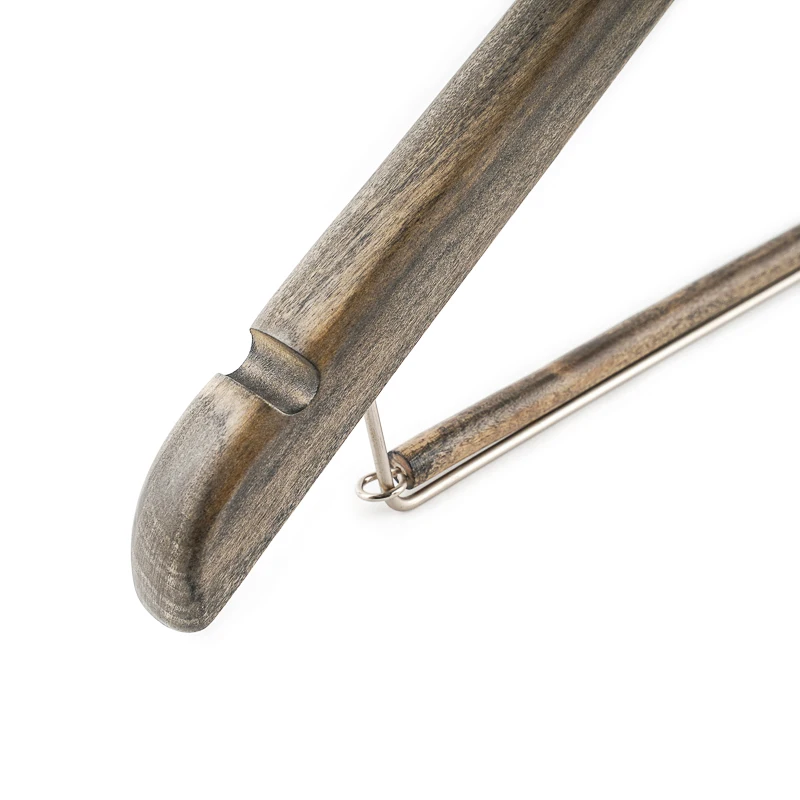 Wholesale Premium Vintage Color Solid Wooden Suit Hangers Machine With Adjustable Metal Clips