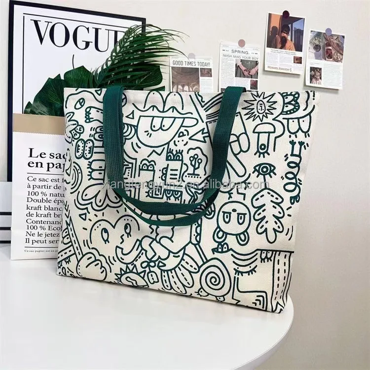 Canvas shoulder bag canvas makeup bags canvas bags with custom printed logo