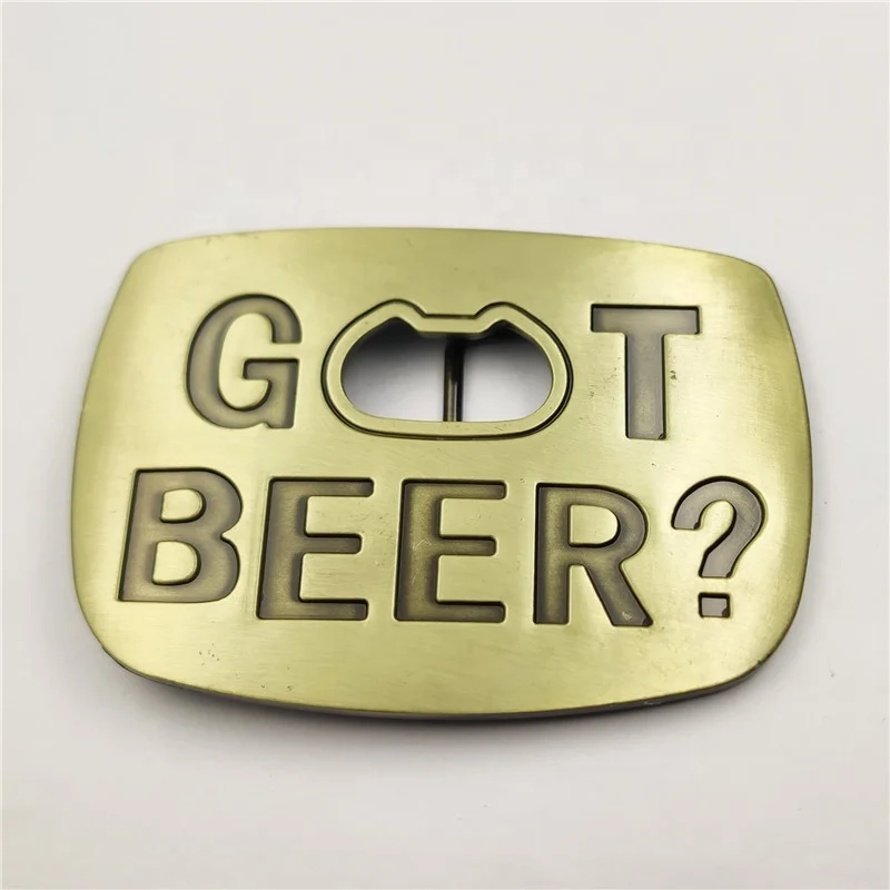 Get Beer Can Brass Bottle Opener Belt Buckle for Men Western Cowboy Large